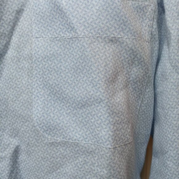 Peter Millar Shirt Mens Large Blue White Linen Crown Cool Geometric Long Sleeve - Picture 3 of 6